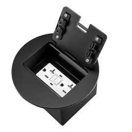 JACEPFY Recessed Floor Outlet Box with 20 Amp GFCI Tamper Resistant TR Receptacle Electrical Floor Outlet Kit (GFCI, Black)