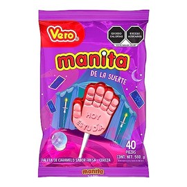 Vero - Vero, Paleta Manita de la Suerte, 40 Piezas.