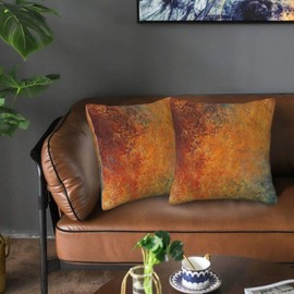 QUALKNOY Set of 2 Velvet Brown Cushion Covers 45 x 45 cm Modern Art Abstract Throw Pillow Case 18"x18" for Living Room Sofa Bed Outdoor Garden Home Decor Pillowcases