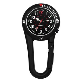 Watch Outdoor Climbing with Keychain for Men and Women: Waterproof Rainproof Sports Luminous Practical Clip Watch Nurse Watch - Black, Black