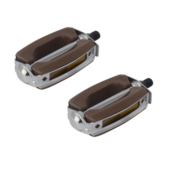 Fenix Cycles Krate Lowrider PVC Metal Bike Pedals, Various Sizes & Colors (Brown/Chrome, 1/2")
