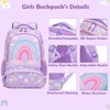 3PCS Rainbow Backpack Set, Purple School Bag with Lunch Box