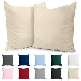 Dreamzie Renforcé Cotton Pillowcase 60 x 60 cm (Set of 2) – Beige – Densely Woven with 57 Threads/cm² – Cushion Cover 60 x 60 cm – OEKO-TEX Certified