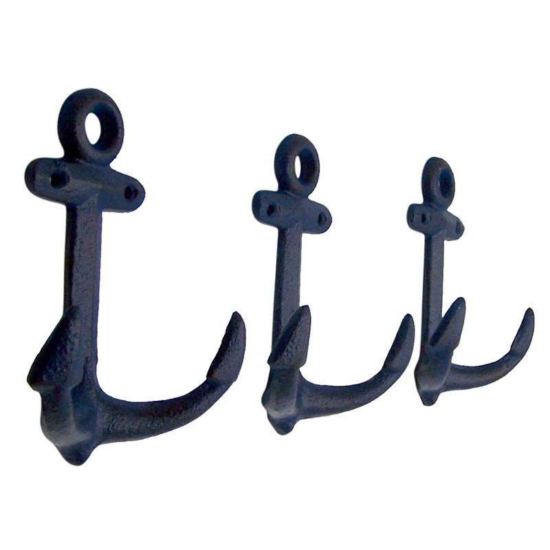 Wowser Nautical Cast Iron Ship Anchor Wall Hooks, 6 Inches,