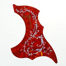 Hummingbird style Acoustic Guitar Pickguard BLACK Style-1, red tortoise