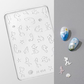 Nail Art Silicone Mold, Nail Decoration Silicone Mould, 3D Nail Art Carving Mold Templates for Precise Embossed Pattern, Nail Tools Nail Charms for Acrylic Nail DIY Craft (Mer-Maids)