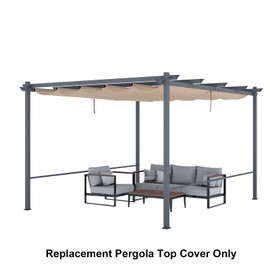 Aoodor 12x12 Ft Pergola Replacement Canopy- Retractable Sun Shade Cover with Water-Resistant & UPF 50+ UV Blocking for Outdoor Patio, Brown