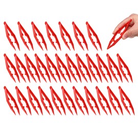 PATIKIL 30 Pcs Plastic Tweezers for Craft, 4" Small Plastic Bead Tweezer Bulk Disposable Craft Tools for DIY Crafts Beading Projects Jewelry Making DIY Supplies, Red