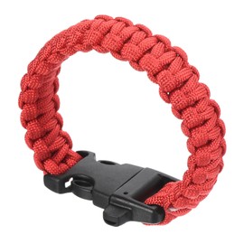 PATIKIL Survival Paracord Bracelets, Braided Parachute Bracelet with Plastic Buckle Party Favors Camping Gifts Outdoor Wraps for Men, Red