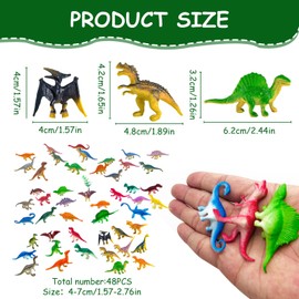 Pack of 48 Mini Dinosaur Figures for Children Small Dinosaur Figures, 5-7 cm Small Dino, Mini Dinos, for Educational Toy, Birthday Party & Party Favours, Baby Shower Party Decorations