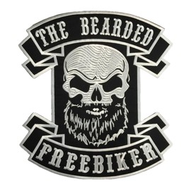 Embroidered Iron on Patch - Big Patch - The Beard Freibiker XXL - Patch Biker - Skull - Motorcycle Embroidered Patch for Sew on Vest Jacket or Clothes DIY