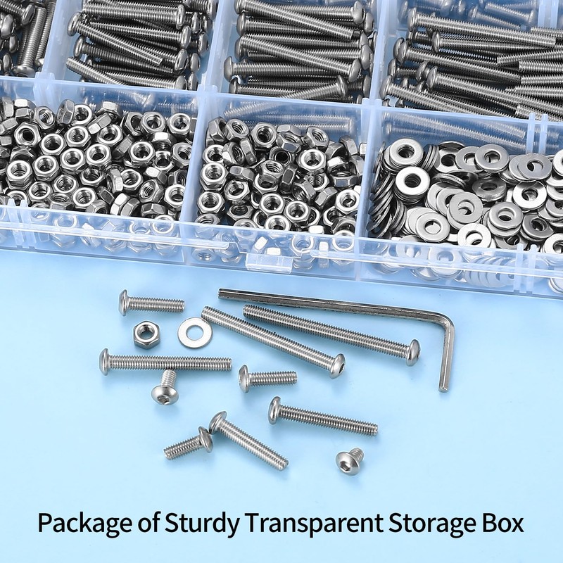 1050 Pcs M3 Screws Kit, M3 Machine Screws and Nuts