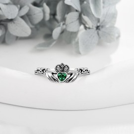 Claddagh Rings 925 Sterling Silver Claddagh Mother's Day Jewellery Gift for Women Mum Ladies, 8, Sterling Silver, No Gemstone