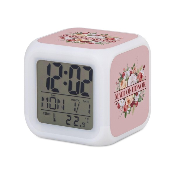Fabulous Pink Illuminated Cube Alarm Clock - Maid of Honor