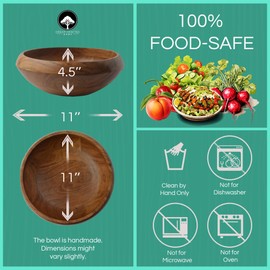 Dream Crafted Home wooden bowl set with utensils - artisan handmade large wood serving bowls for salads, fruits or as a natural kitchen and saloon table decor - your eco-friendly house