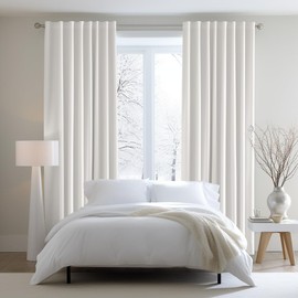 COTTON CRAFT White Curtain Window Panel Drapes - Set of 2 - Thick Cotton Duck Fabric Reverse Tab Top Window Treatment - Bonus Tie Backs - Clean Crisp Elegant Look - Bedroom Living Room - 50 W x 84 L