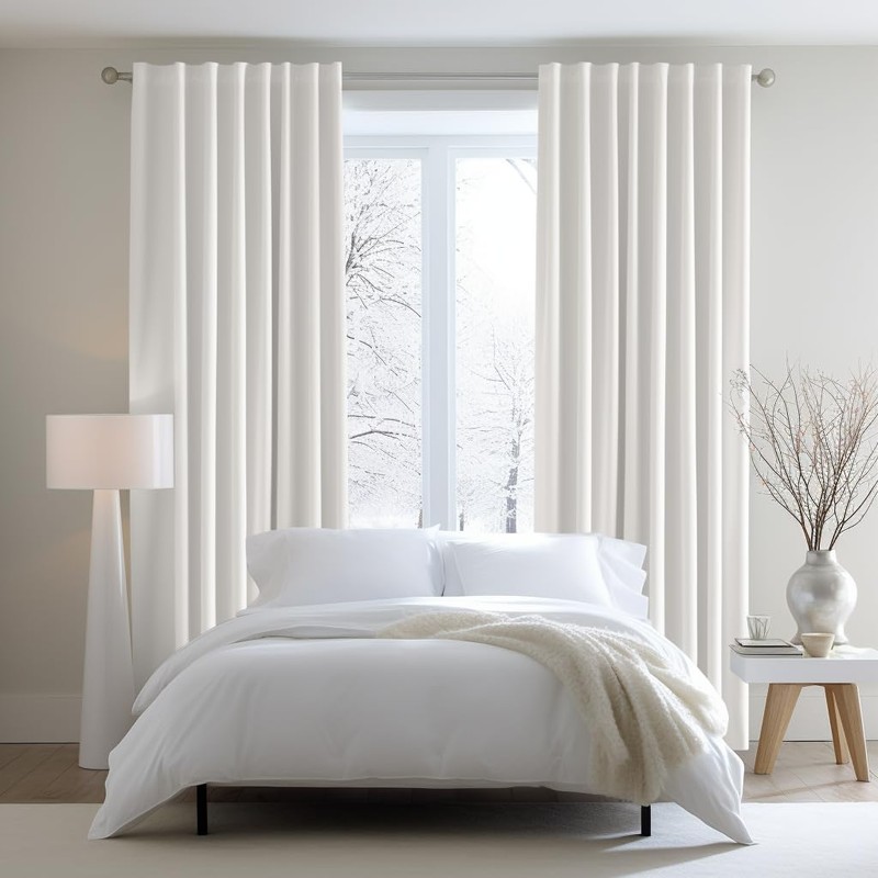 COTTON CRAFT White Curtain Window Panel Drapes - Set of