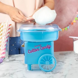 Countertop Cotton Candy Machine – Includes Scoop and 10 Serving Sticks – Works with Cotton Candy Sugar or Hard Candy by Great Northern Popcorn (Blue)