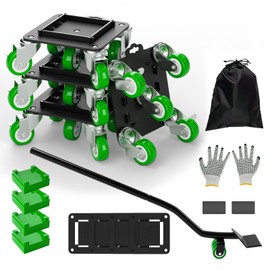 Furniture Dolly 5 Wheels Heavy Duty with Removable Side Guards,3307 Lbs Capacity,360° Rotating Wheels & Tail Brake,Furniture Movers Lifter Tool for Sofas,Beds, Appliances,–Stable,Safe,and Easy to Use