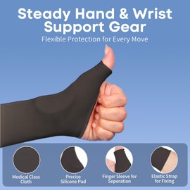 WooTshu Long - Sleeved Wrist Braces with Silicone Pad: Compression Support for Joint Strain, Ideal for Men and Women with Tendonitis and Various Activities like Golf, Running, Cycling, Driving (Medium)