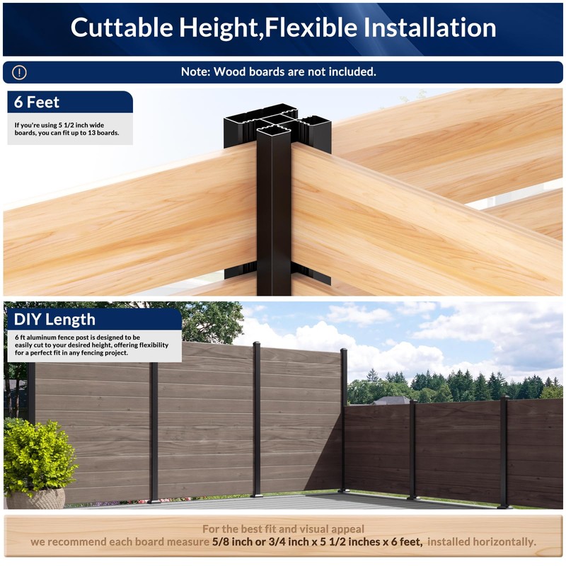 1 Pack 6FT 3-Way Aluminum Fence Post, 1.8mm Thick Walls