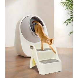 Cat Ramp for Litter Box Litter Box Step Ramp for Automatic Cat Litter Box with Non-Slip Rubber Feet, Cat Steps for Litter Box, Cat Litter Ramp, Suitable for Small & Elderly Cats, White 2025 New