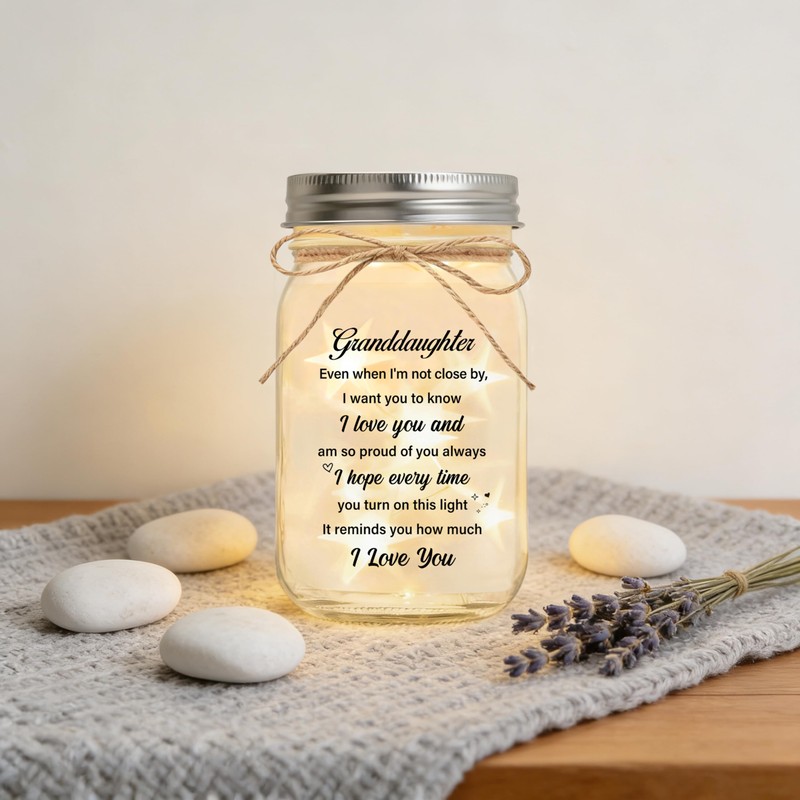 Granddaughter Gifts from Grandma Grandpa, Unique Mason Jar Night Light