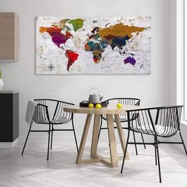 Canvas Wall Art map Wall Art for Office Living Room Home Decorations world map Canvas Art Wall Decor Wall Decoration Vintage map of the world Office Wall Art for Home Bedroom Decoration24"x48" …