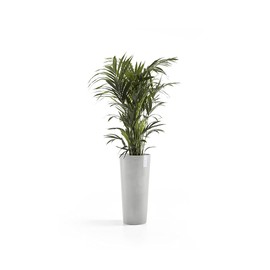 Ecopots Amsterdam High Durable Indoor/Outdoor Modern Recycled Plastic Planter Flower Pot - White Grey Finish - 16.1" D x 30" H