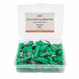 ibotti Curved Safety Pins with Grip Covers, Basting Pins for Quilting, Size 1, 50-Count, Green