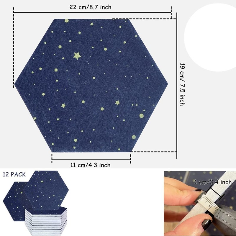 Lrocaoai 12 Pack Starry Hexagon Acoustic Panels,Sound Proofing Padding,Sound Absorbing