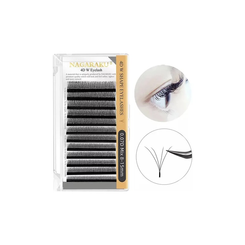 Extensiónes De Pestañas Nagaraku W Shape 4d Mix 8-15mm