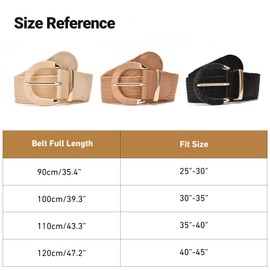 Yaopeing 3 Pieces Straw Woven Belt for Women Ladies,Boho Elastic Waist Braided Belt for Dress,120cm/47(Fit waist size 40"-45")
