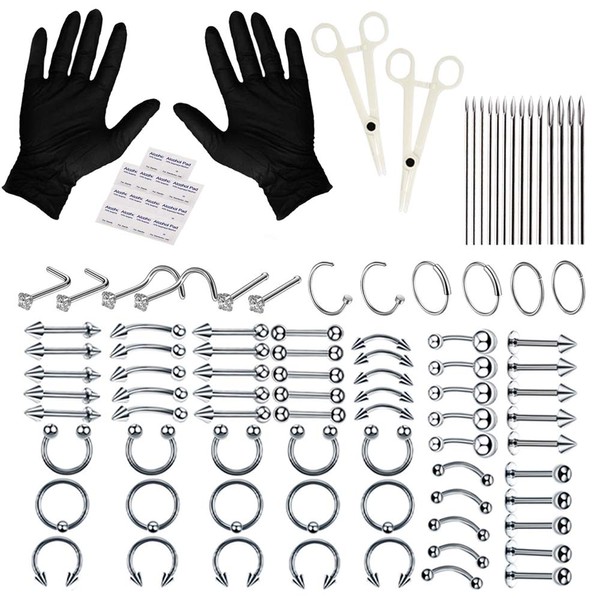 Nose Piercing Kit, SOTICA Piercing Kit with Stainless Steel Piercing Needle Kit Professional Body Piercing Kit With Piercing Clamps Jewelry for Nose Piercing Supplies…