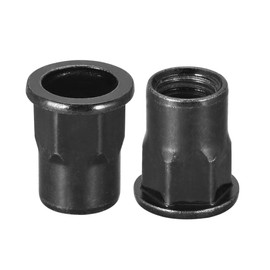 sourcing map M10 Rivet Nuts, Thread Half Hexagonal Carbon Steel Zinc-Plated Flat Head Threaded Insert Nut Black 20Pcs