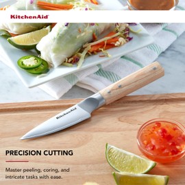 KitchenAid Premium 3.5-Inch Forged Paring Knife - AUS-10 Damascus Steel Blade, Triple Rivet Pakkawood Handle, Sharp Kitchen Knife, Natural