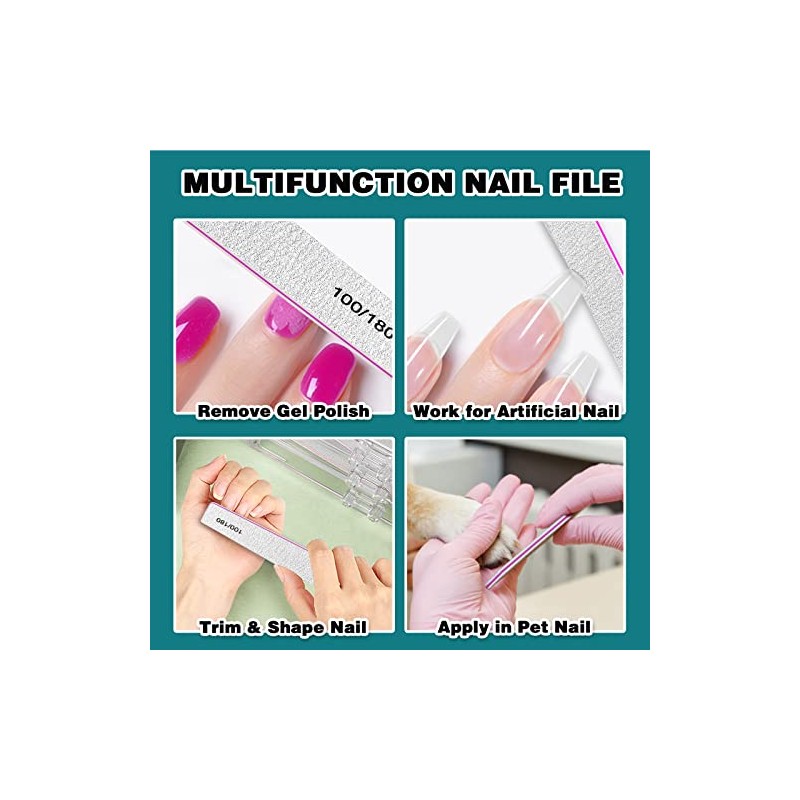 FANDAMEI Double Sided Nail Files, 15pcs Nail Styling Tools -
