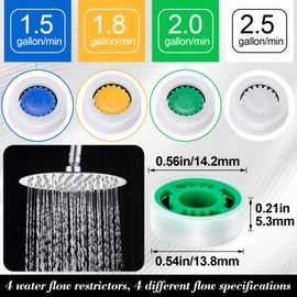 PAGOW 4 Pcs Shower Flow Restrictor, gpm 1.5/1.8/2.0/2.5 Shower Flow Reducer, Shower Head Water Flow Limiter Set for Shower Head Handheld Shower (0.56x0.54x0.21inch)