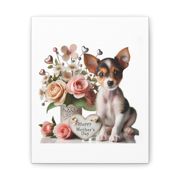 DistinctInk Toy Fox Terrier puppy Mother's Day - Decorative Canvas
