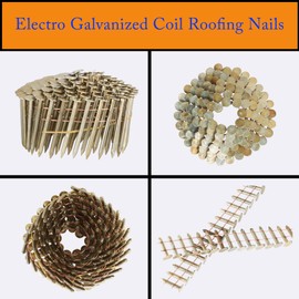 waltyotur 7200 Count Electro Galvanized Coil Roofing Nails 15-Degree Wire Weld Coiled Roofing Nails 1-1/4 Inch, 0.12 Inch Ring Shank, Large Cap Coil Roofing Nails, Cap Warp 8.8-9mm