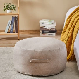 Topfinel Futon Storage Bag, Cushion Futon Storage Case, Futon Storage, Comforter Clothes Case, Duvet Storage, Includes Handle, Lid Included, Round, Beige (Diameter 22.8 x 11.0 inches (58 x 28 cm)