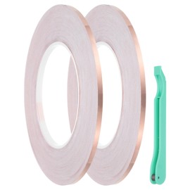 PATIKIL Copper Foil Tape, 2 Roll 1/6" x 164Ft Stained Glass Foil Hand Foiler Solder Supplies with Lead Foil Tools Kit for DIY Craft Stained Glass Soldering Electrical Repairs, Green