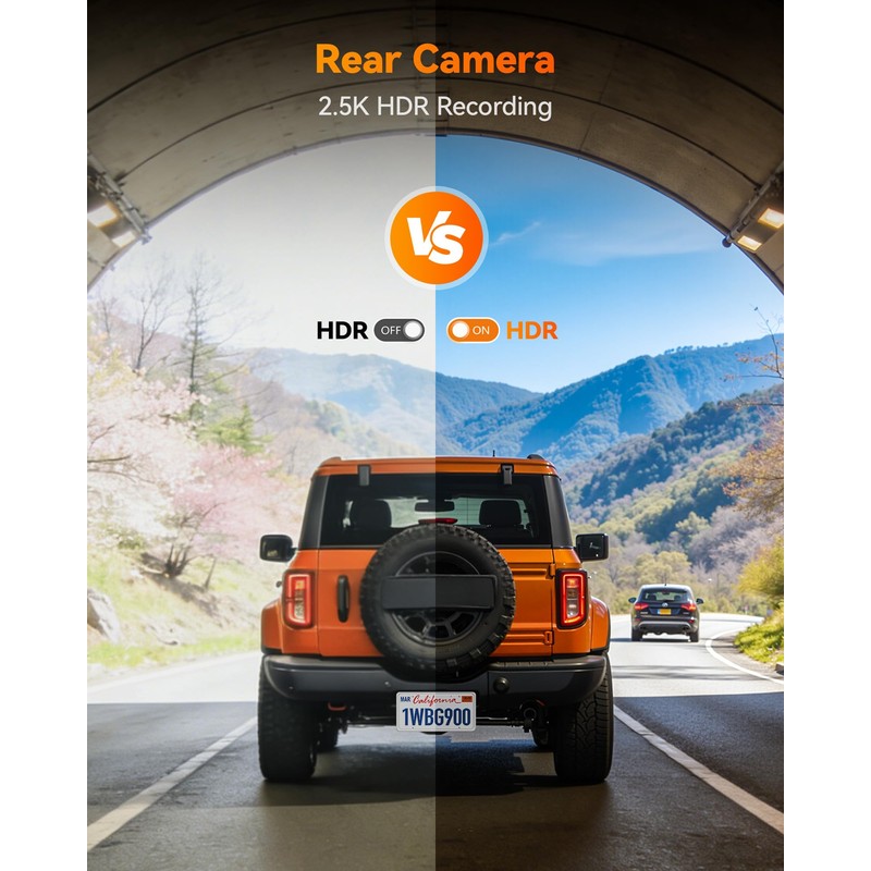 WOLFBOX 2.5K HDR IP67 Rear Camera, 21.3ft Threaded 6-Pin, G900