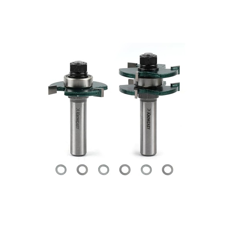 Knoweasy Professional Tongue and Groove Router Bit Set with 1/2