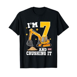 I'm 7 And Digging It 7th Birthday Construction Excavator T-Shirt
