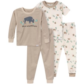 Gerber Baby Boys' Toddler Snug Fit 4-Piece Pajama Set, Buffalo