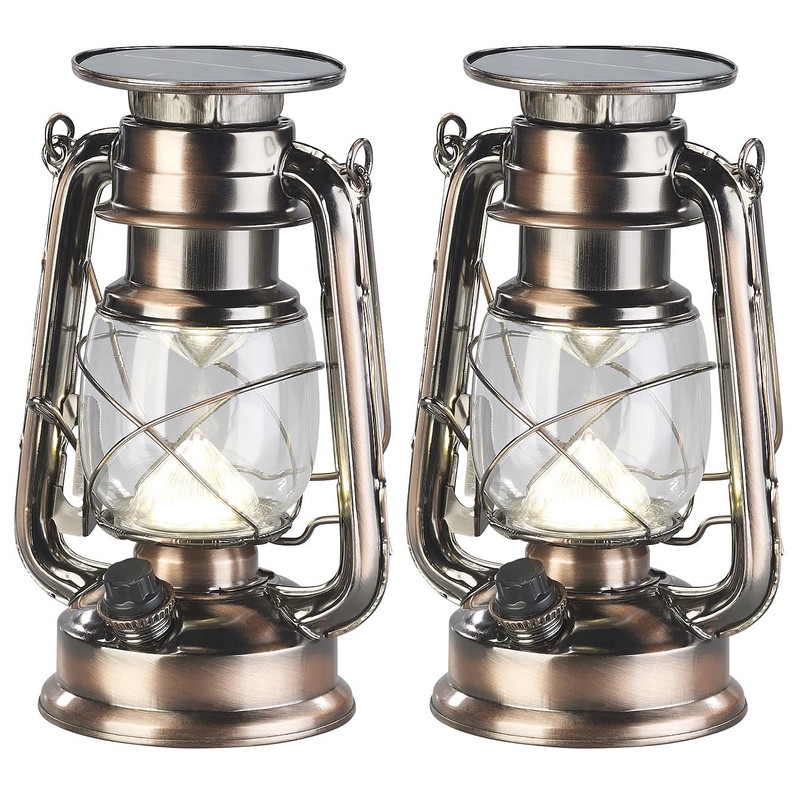 Lunartec Solar Lanterns Dimmable: Set of 2 Bright Solar LED