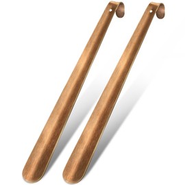 ZOMAKE Shoe Horn Long Handle for Seniors Men Women,Metal Long Shoehorn for Boots,16.5" Shoe Spoon Helper(2 Pcs Champagne Gold)