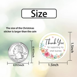 Heyfibro 500 PCS Thank You for Supporting My Small Business Stickers, 1.5 Inch Thank You Stickers for Small Business,Small Business Stickers for Packing, Party, Bags, Boxes(Rose)