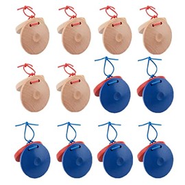 12 Pcs Musical Castanets Instrument, Clap Board Music Educational，Classroom DIY Wooden Percussion Instrument Finger Castanets(Multicolor)
